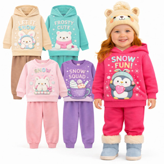 Kit 4 Peças de Moletom Flanelado Menina -2 Conjuntos Moletom Infantil Feminino Inverno 2 Ao 8 em Oferta na Shopee