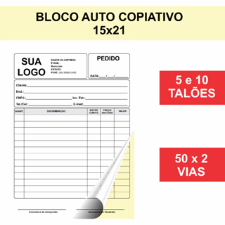 Bloco Auto Copiativo Personalizado - Tamanho 15x21cm 5 a 10 em Oferta na Shopee