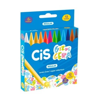 Giz de Cera Atôxico Regular CIS - Caixa com 12 cores Pequeno em Oferta na Shopee