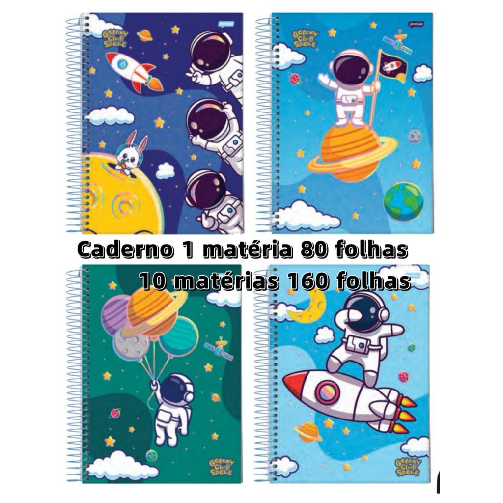 Caderno 1/10 Matéria Universitario Astronauta Galaxy Club Spgce 80/160  Folhas 2026 Jandaia..l