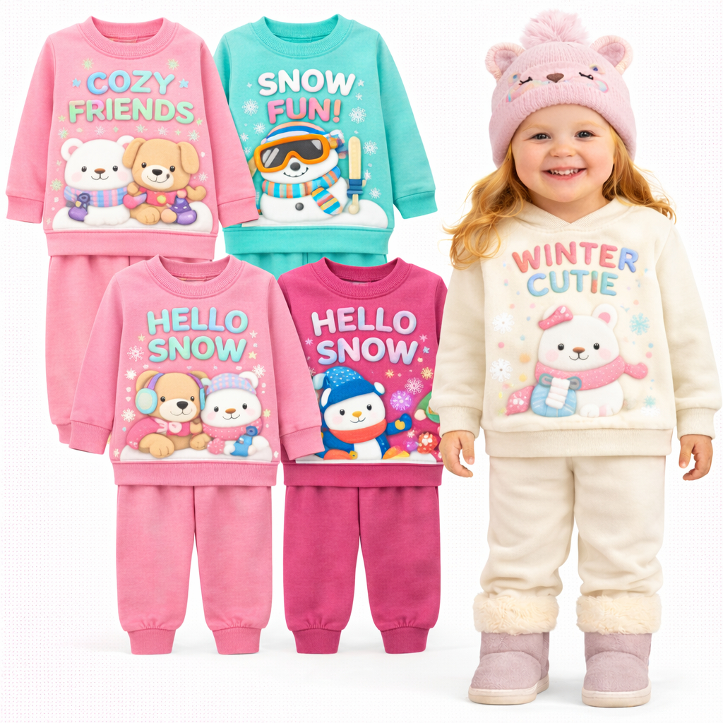 Kit 2 ou 4 Peças Roupa de Moletom Infantil Menina Inverno Conjunto de Moletom Infantil Feminino Manga Longa Bebê Inverno