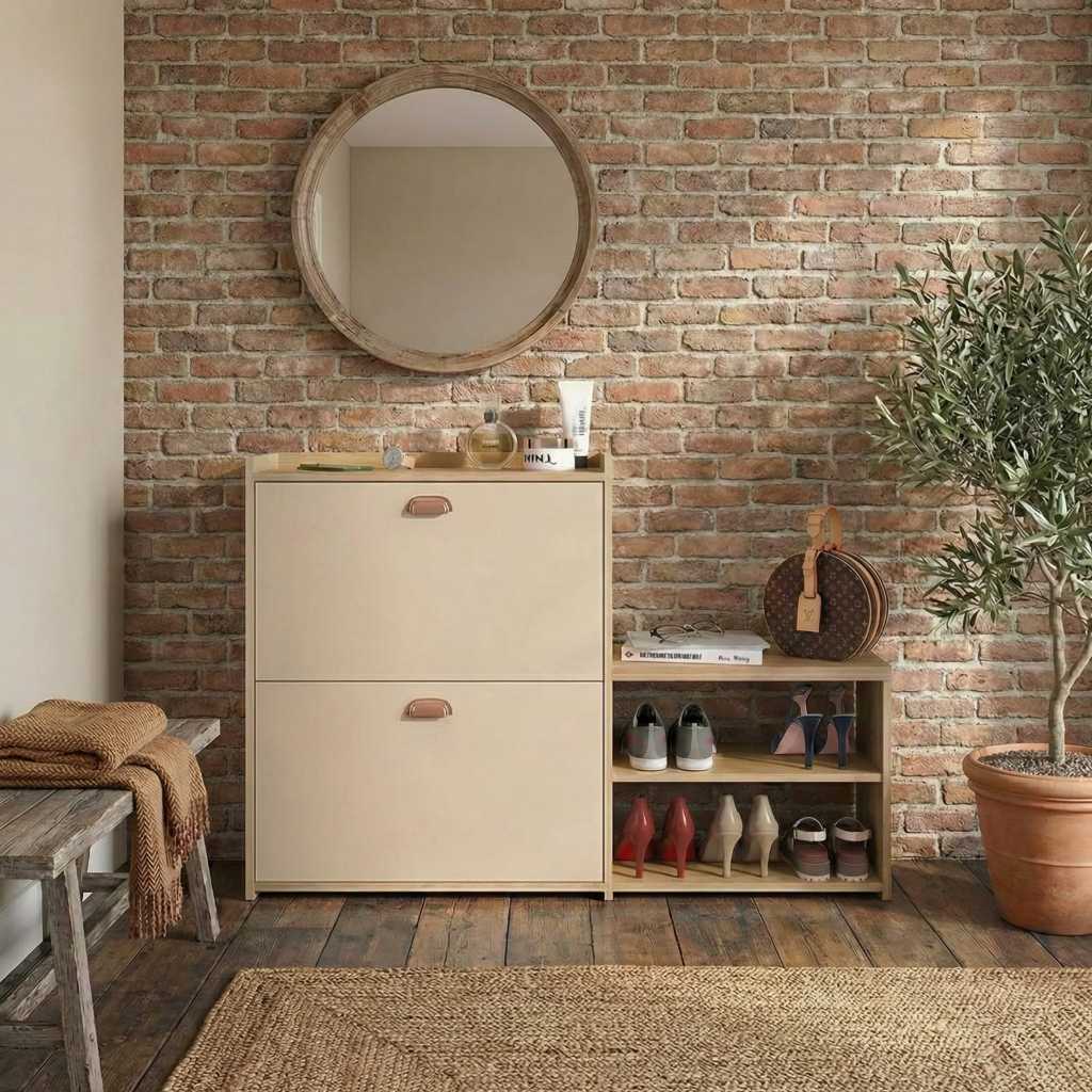 Sapateira Banquinho 21 Pares Calçado Hall Entrada Quarto 2 gavetas Portas Lançamento Luxo