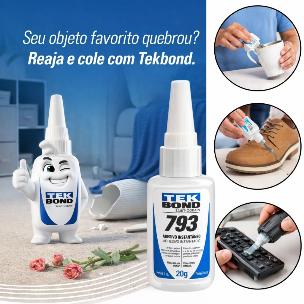 Kit 03 Super Cola Instantânea Tekbond 793 20g Super Bond Top Qualidade cola Porcelana cola madeira cola de sapato