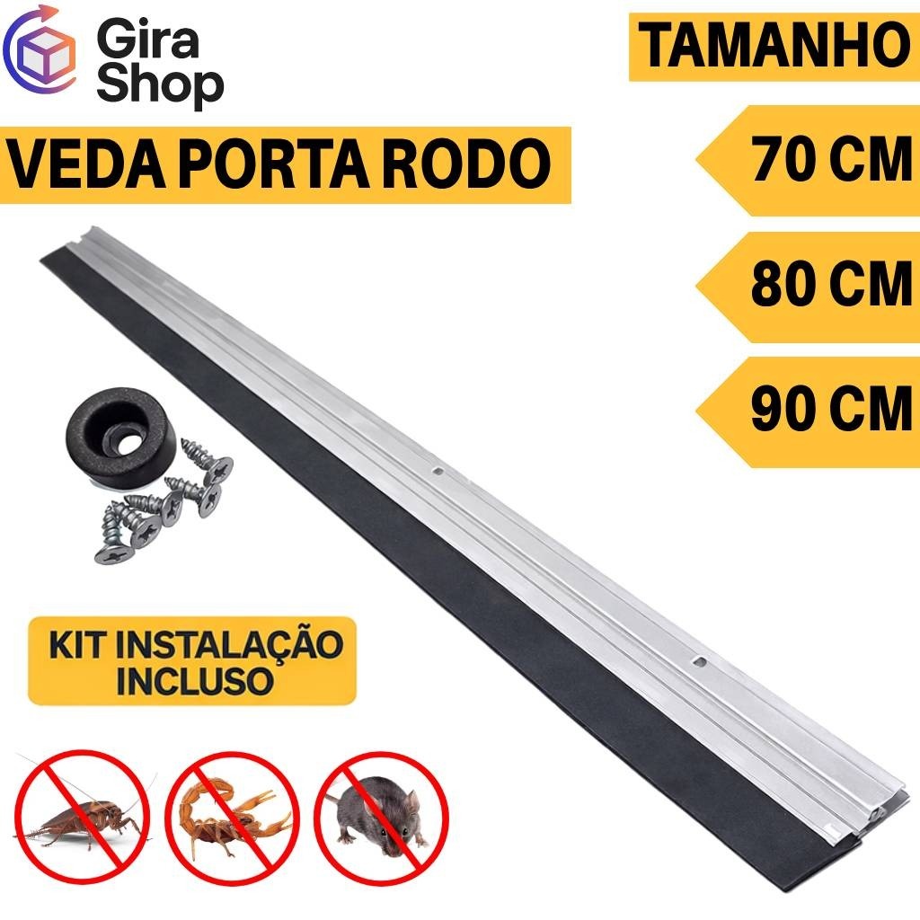 Veda Porta Alumínio Reforçado EVA Rodo 70 80 90cm Anti Poeira Insetos Ruído Vedação Isolante em Oferta na Shopee