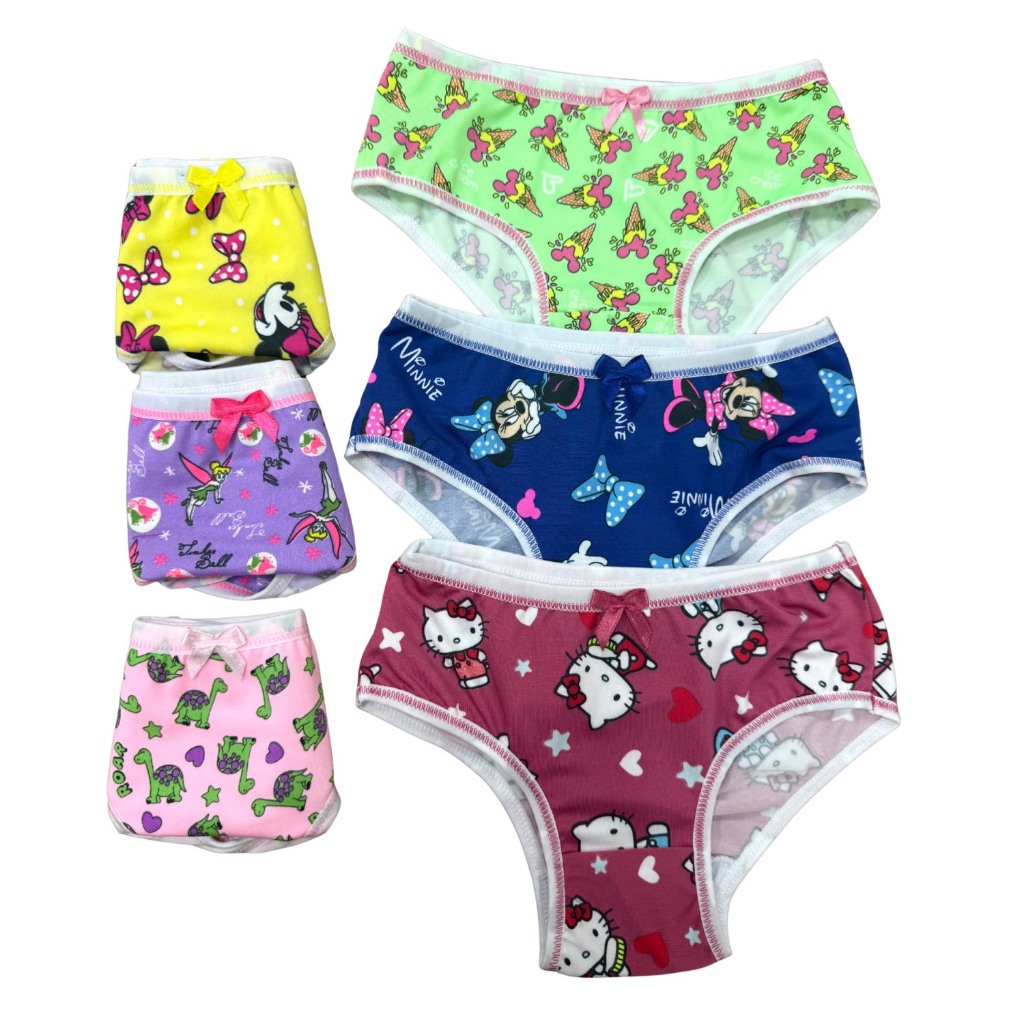 Kit 2, 5 ou 10 Calcinha Infantil Menina 0 a 12 anos Microfibra Poliester com Forro de Algodão Desfralde Confortável