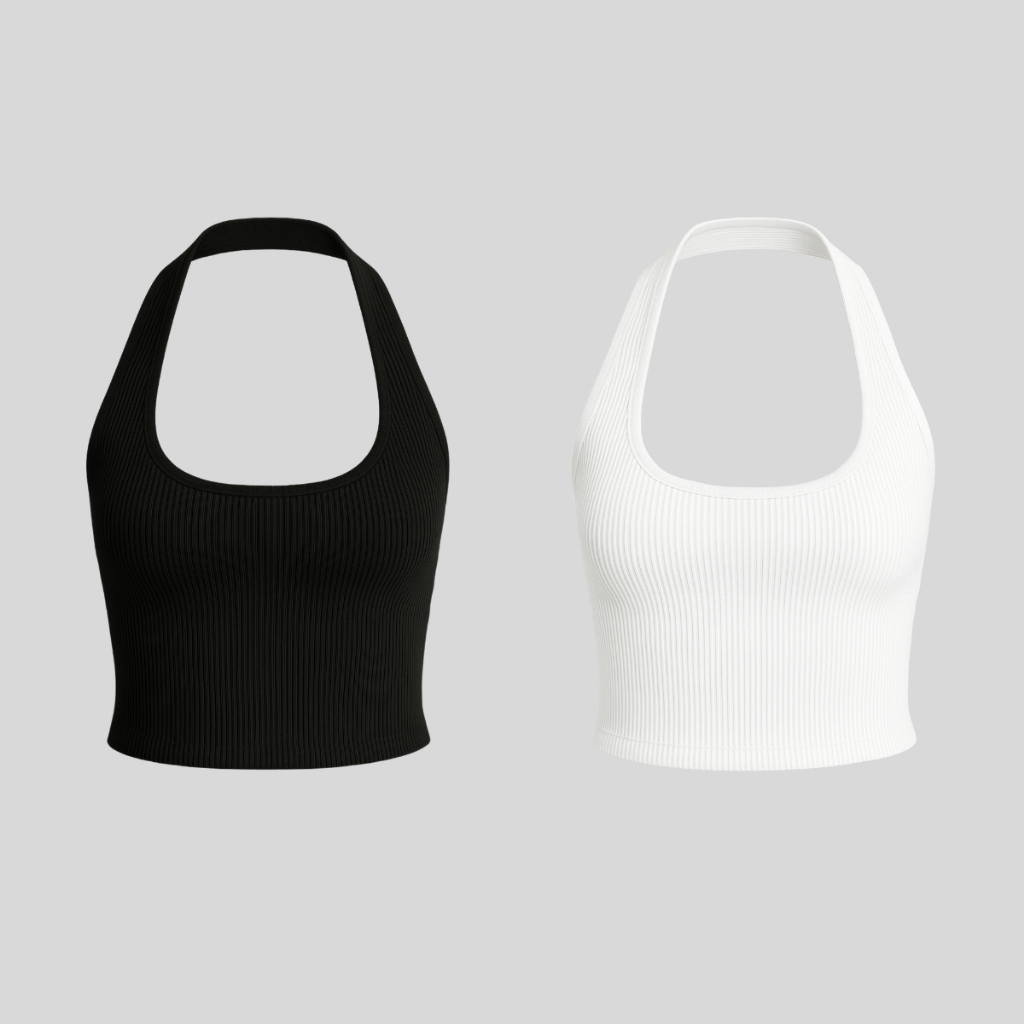 Kit 2 Blusas Feminina Frente Única Ribana Canelada Costas Nua