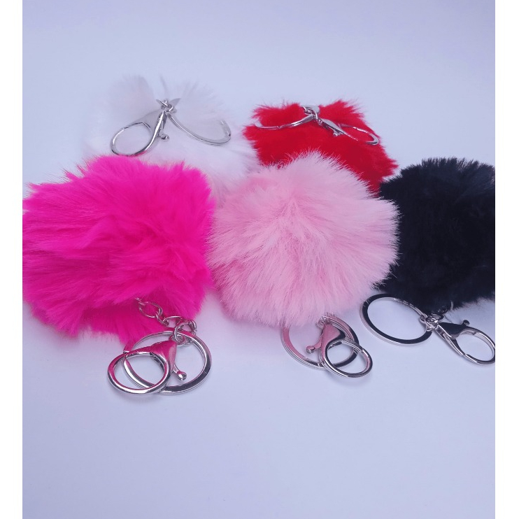 KIT 5 a 10 Chaveiros POMPOM Pelúcia de Bolsa Mochilas Chaves Estojos