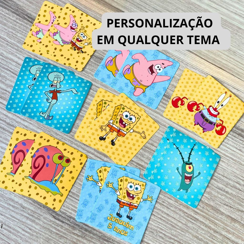 Jogo da Memória Bob Esponja Personalizado | Lembrancinha Infantil | Festa Temática