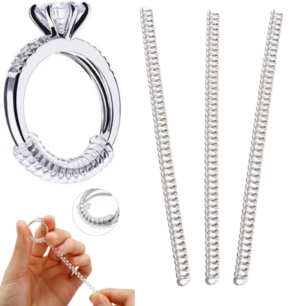 Ajustador de Anel e Aliança 10cm Silicone Invisível Regulador Redutor Ajustável Espiral Discreto