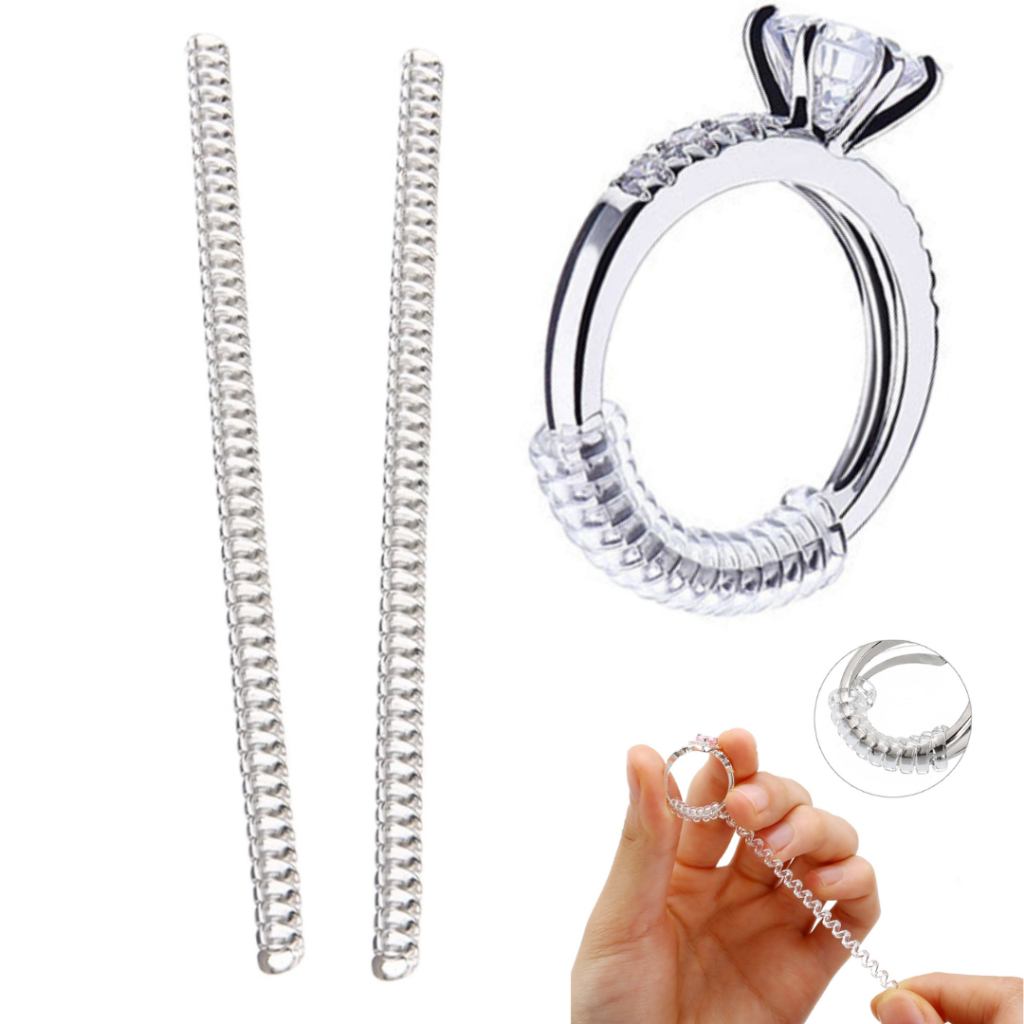 Ajustador de Anel e Aliança 10cm Silicone Invisível Regulador Redutor Espiral Transparente