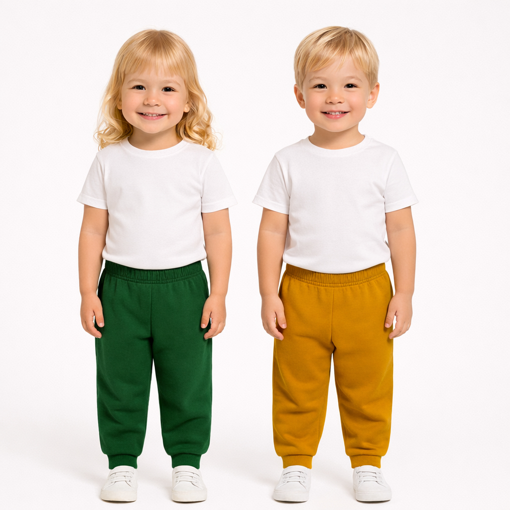 Kit Sortido 2 Calças Moletom Masculino e Feminino c/ Punho Infantil Básica- Calça de Inverno Infantil 2 ao 8 Inverno