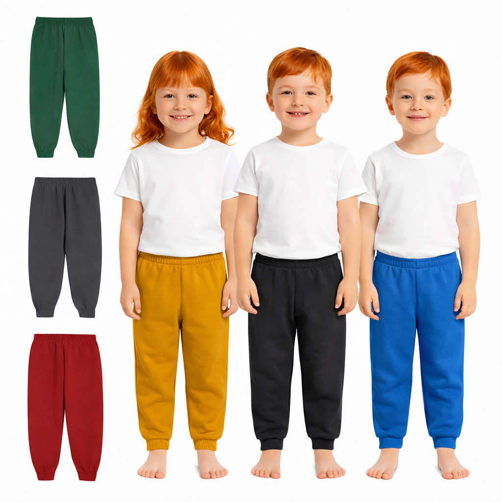 Kit Infantil 2 Calças Moletom Menina e Menino Tamanho 2 ao 8- Calça de Moletom Peluciada Inverno- Kit com Calça Sortidos