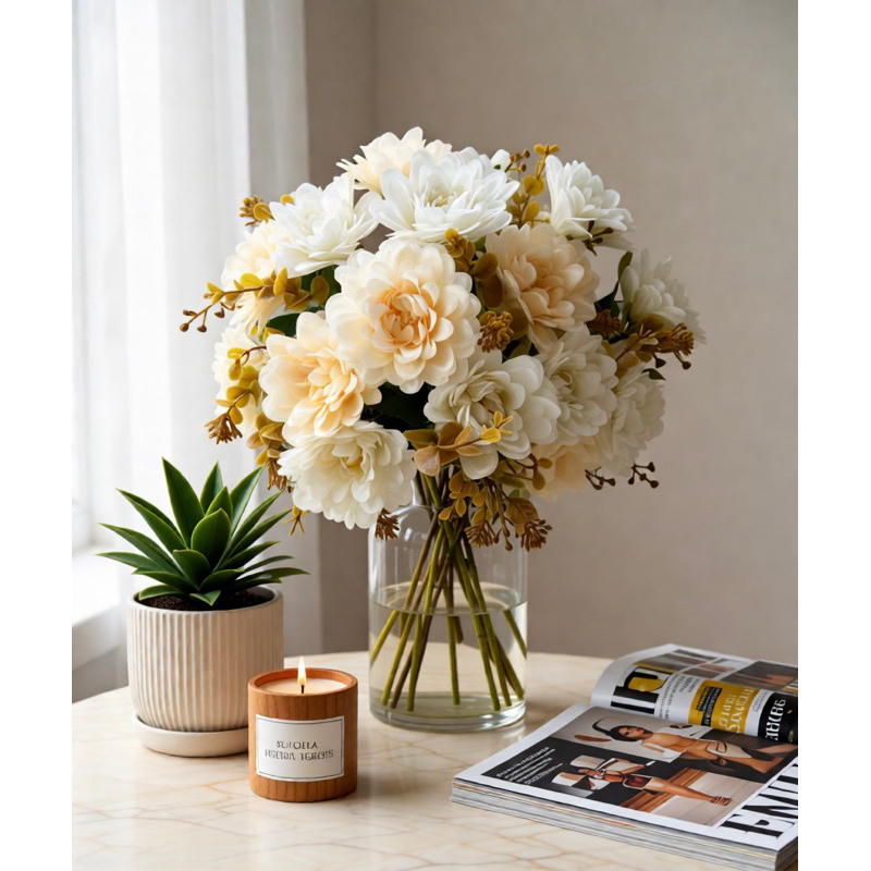 Flor de Dália artificial RM-2507 em Oferta na Shopee