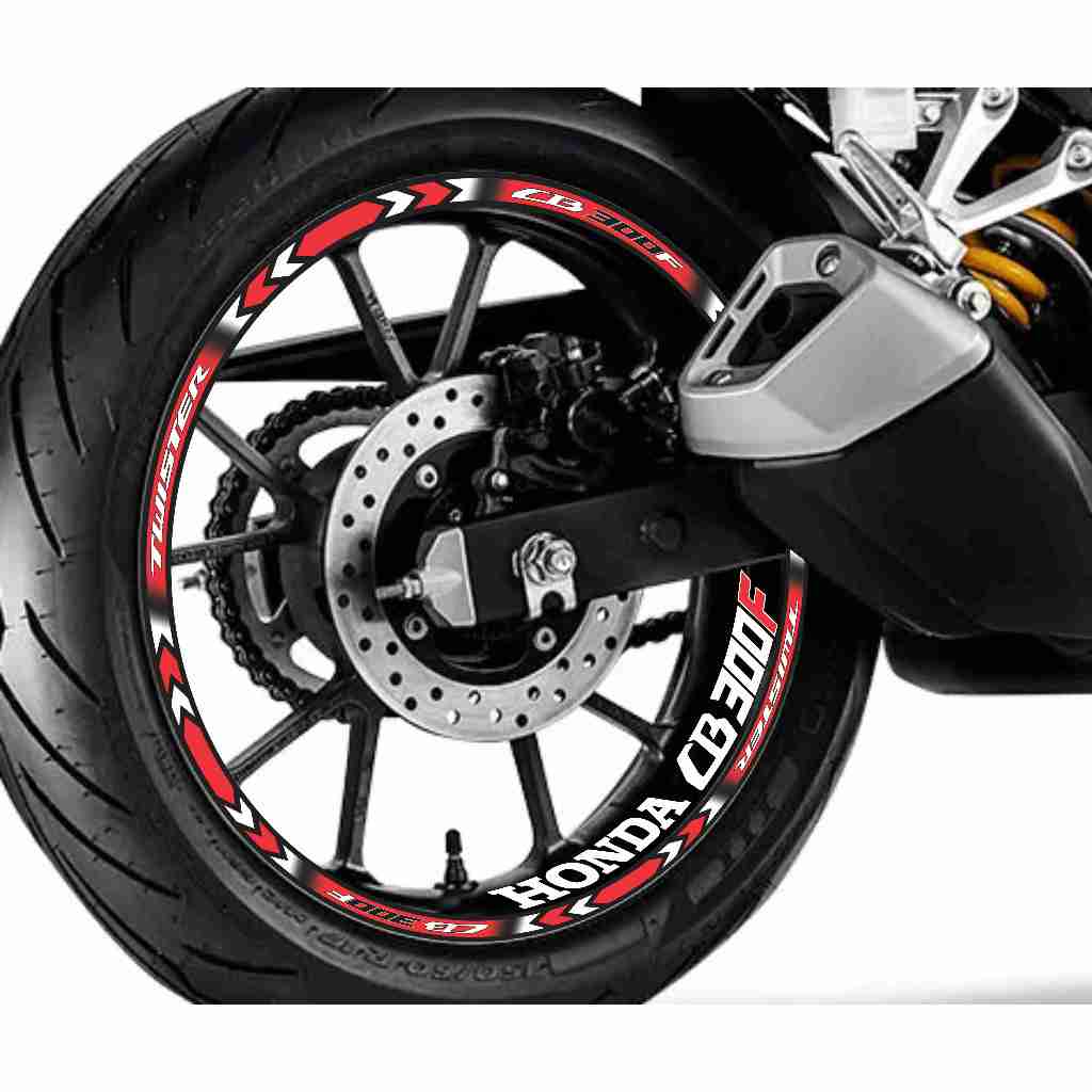 Adesivo Friso Refletivo Roda Moto Honda Twister CB 300F + adesivos internos vermelho