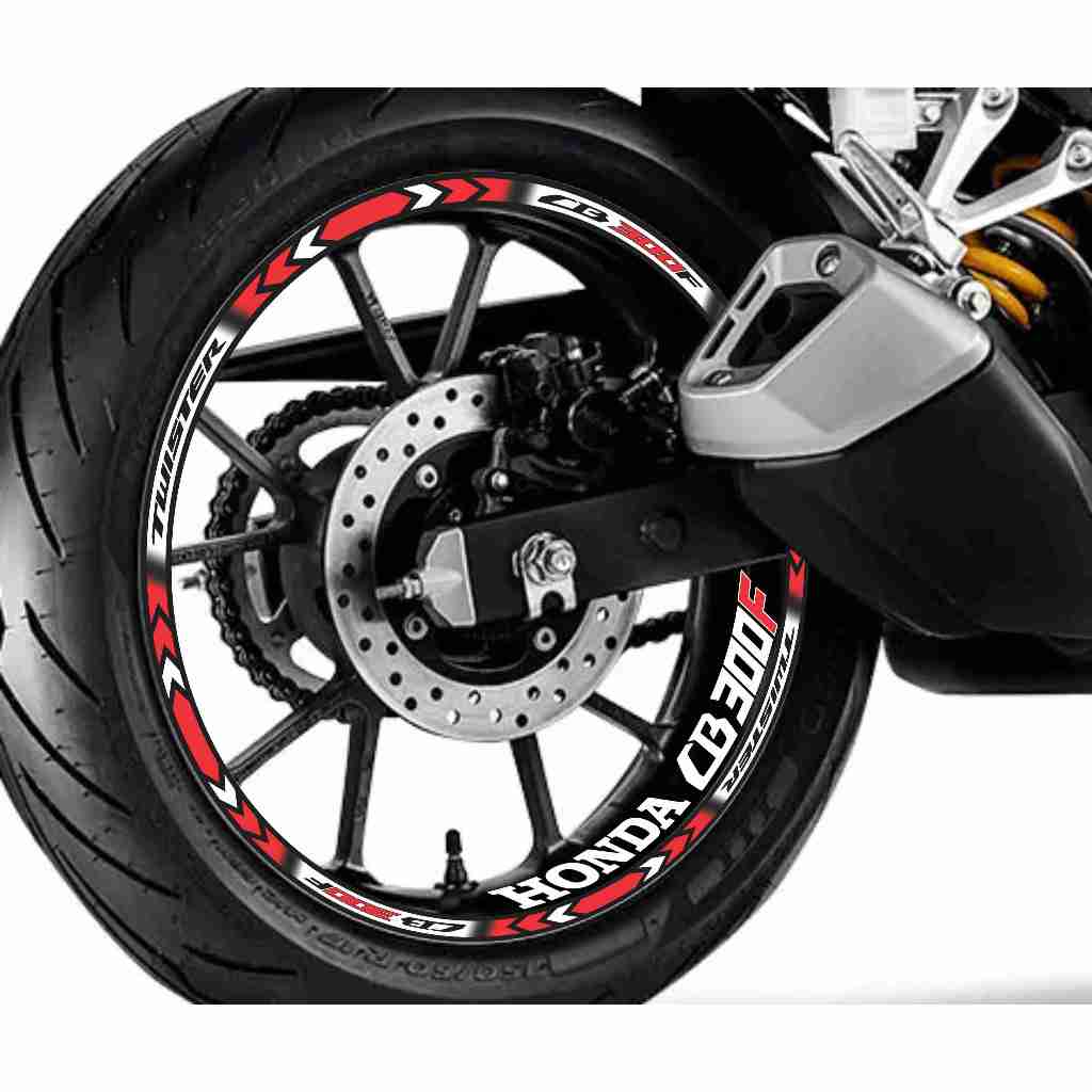 Adesivo Friso Refletivo Roda Moto Honda Twister CB 300F + adesivos internos vermelho 02