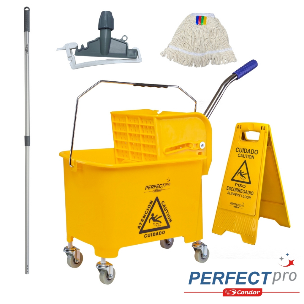 Carrinho Mop de Limpeza Balde 20 Litros Espremedor Carro Esfregão Kit Completo Perfect Pro 974383 em Oferta na Shopee