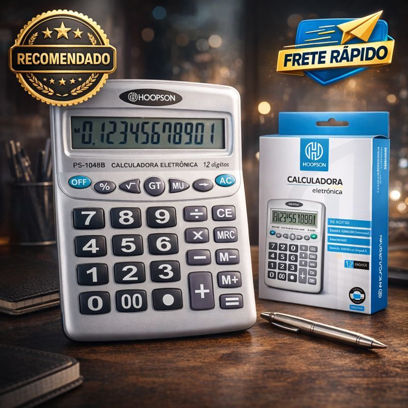 Calculadora Grande 12 Dígitos Visor Amplo Teclas Macias Percentual Memória Escritório e Estudante em Oferta na Shopee