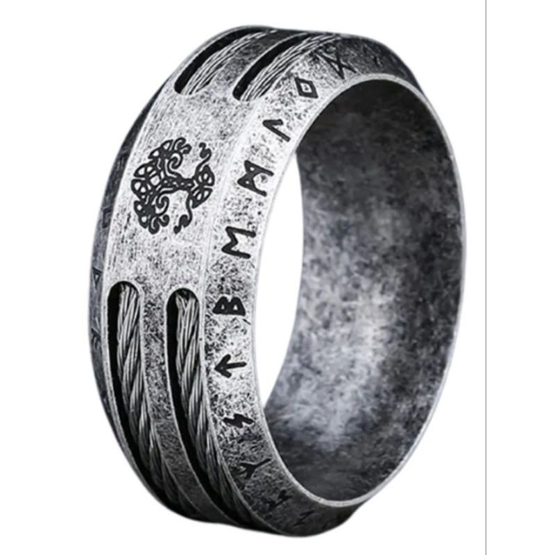 Anel Masculino Homem Viking Árvore da Vida 8 MM OX Aço Inox 316 L OX