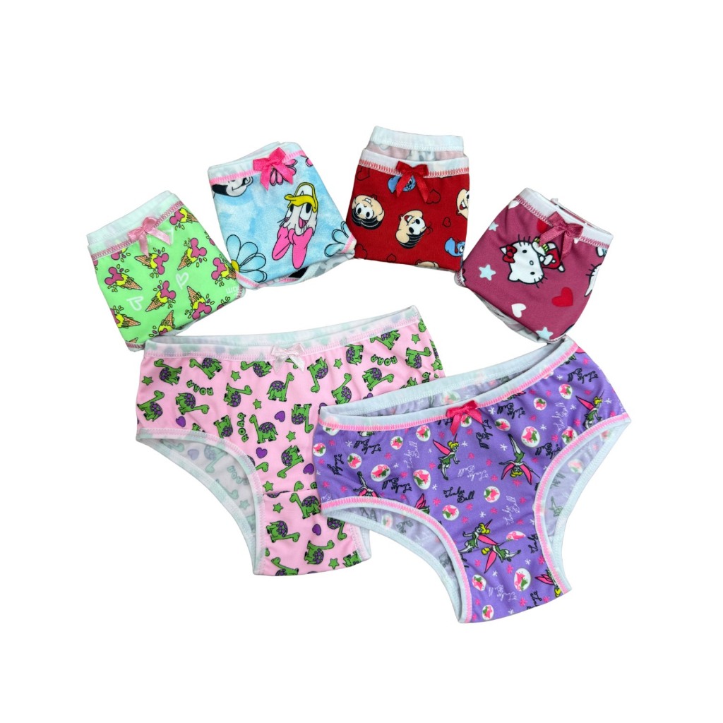 Kit 10 Calcinhas Infantil Feminina Microfibra Estampada 0 a 12 anos Estampas Variadas com Forro de Algodão