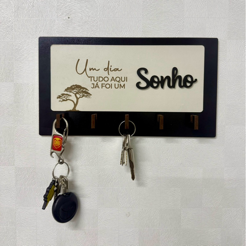 Porta-Chaves Decorativo de Parede em MDF – 5 Ganchos