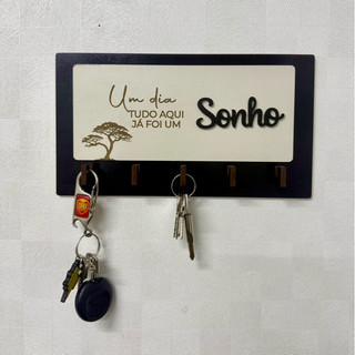 Porta-Chaves Decorativo de Parede em MDF – 5 Ganchos