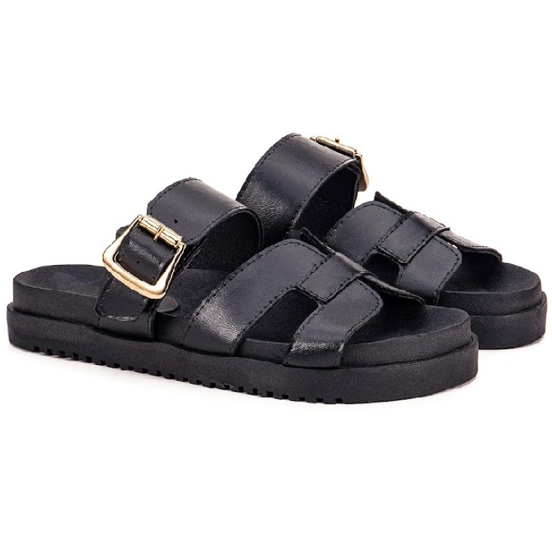 Sandália Feminina com Fivela Ajustaveis Confortável Ortopédica Birken Papete Casual Rasteira