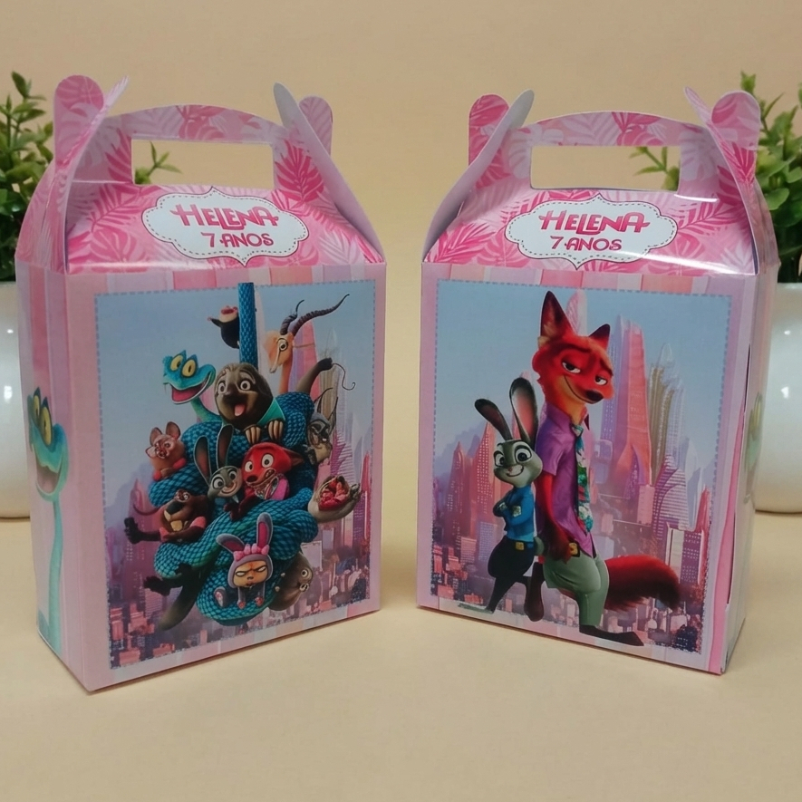 Caixinha Surpresa Personalizadas Para Festa TAMANHO P -FESTA TEMA ZOOTOPIA- Maletinha - Lembrancinha barata em Oferta na Shopee