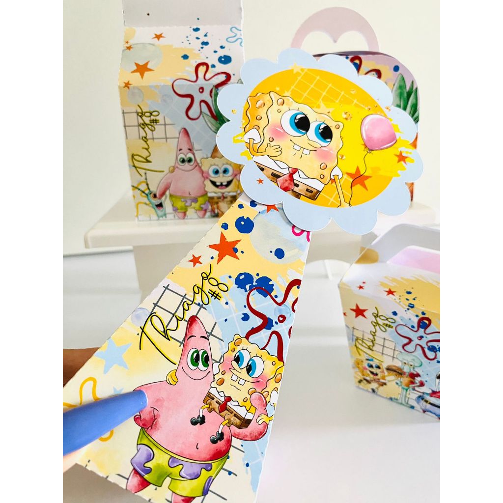 Kit Festa Bob Esponja Personalizado Pegue e Monte | Caixas Lembrancinha Aniversário Infantil