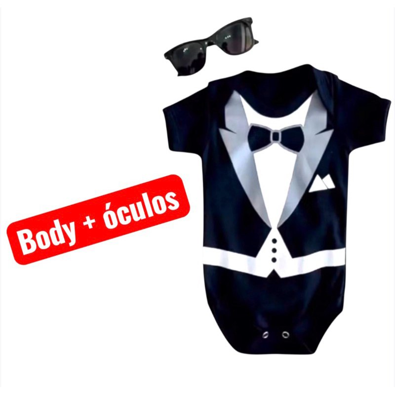 Body Bebê Poderoso Chefinho Com Óculos Roupa Temática Menino Mesversário Social Terno — imagem 2 de 2