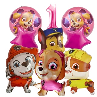 Kit 9 Balões Metalizado Número Patrulha Rosa Canina Chase Skye Rubble Marshall Festa Anivérsario em Oferta na Shopee