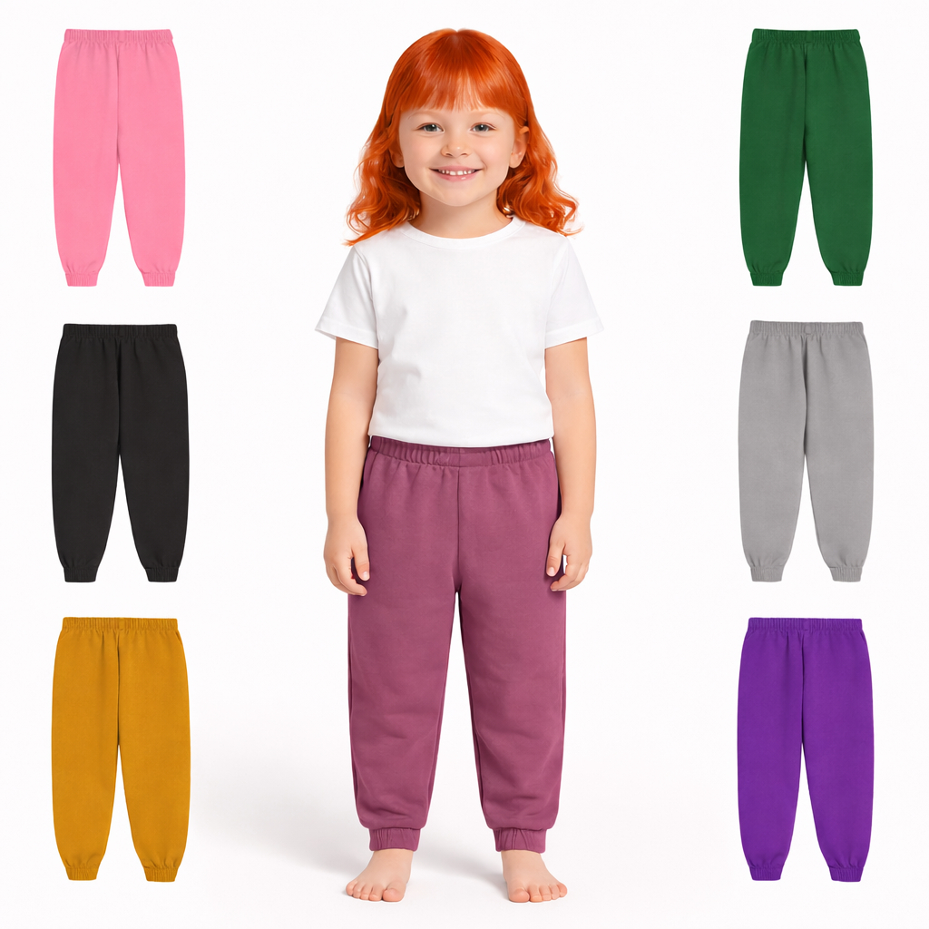 Kit 2 Calça de Moletom Infantil Bebê Menina Calça Com Punho Peluciada Flanelada Feminina Infantil Bebe Cores Sortidas