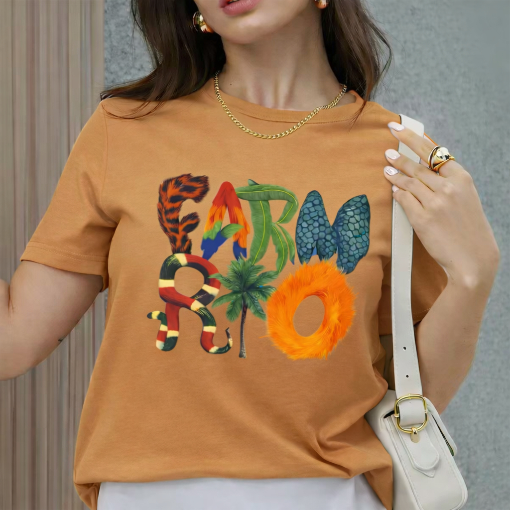 T-shirt Feminina Faam Rio Camiseta VERÃO Estilosa Confortável Algodão Premium