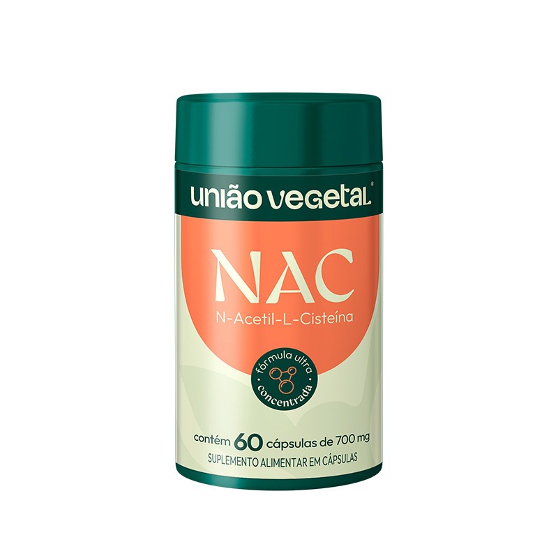 NAC N-Acetil L-Cisteína União Vegetal 700mg Ultra Concentrado 60 Cápsulas