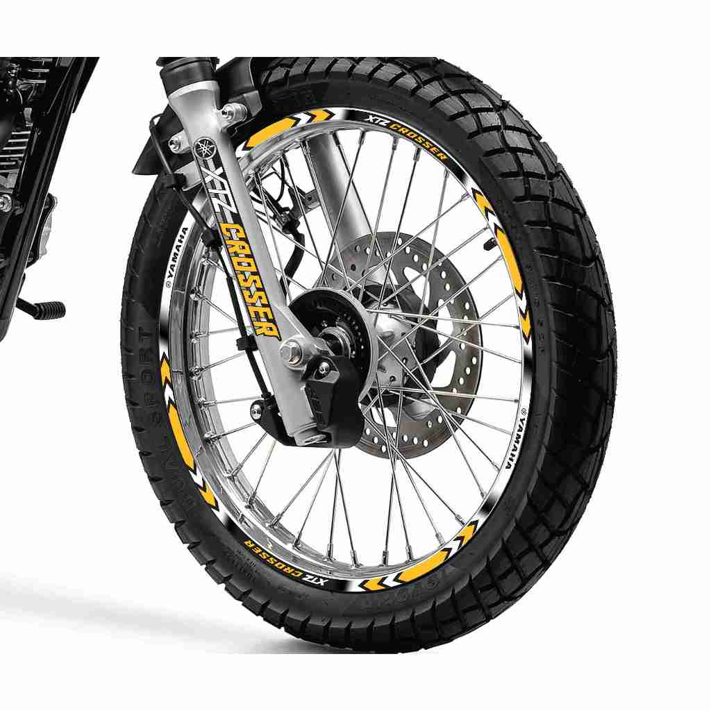 Adesivo Friso Refletivo Roda Moto Yamaha XTZ Crosser 150 + adesivos bengala amarelo