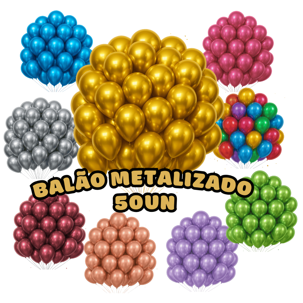 50 Unid Bexiga Cromada 10 Polegadas Grande Balão Metalizado Festas Decoração Aniversário Casamento