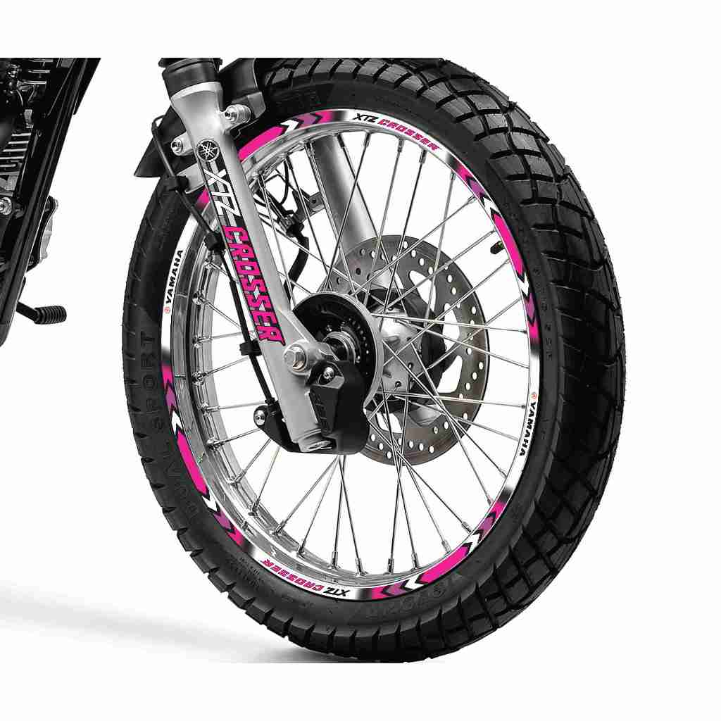 Adesivo Friso Refletivo Roda Moto Yamaha XTZ Crosser 150 + adesivos bengala pink rosa