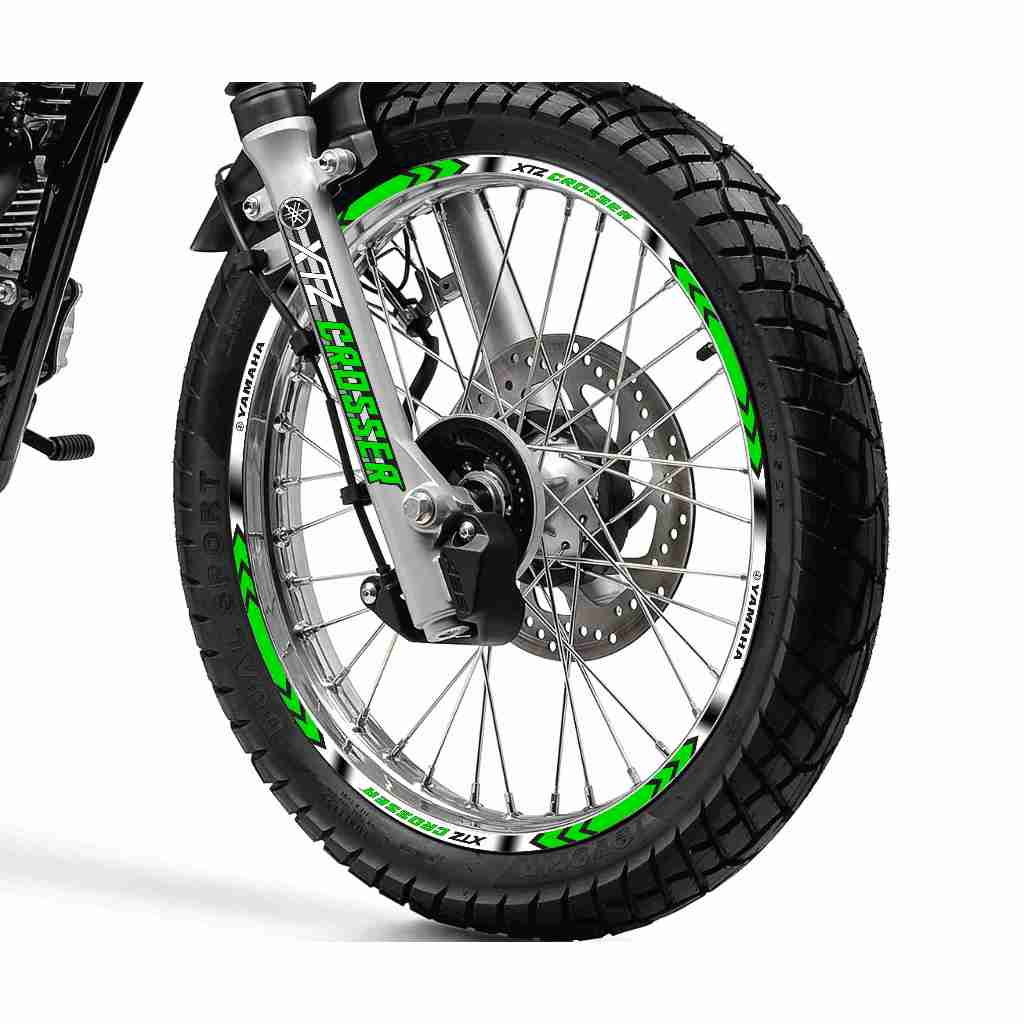 Adesivo Friso Refletivo Roda Moto Adesivo Friso Refletivo Roda Moto Yamaha XTZ Crosser 150 + adesivos bengala verde