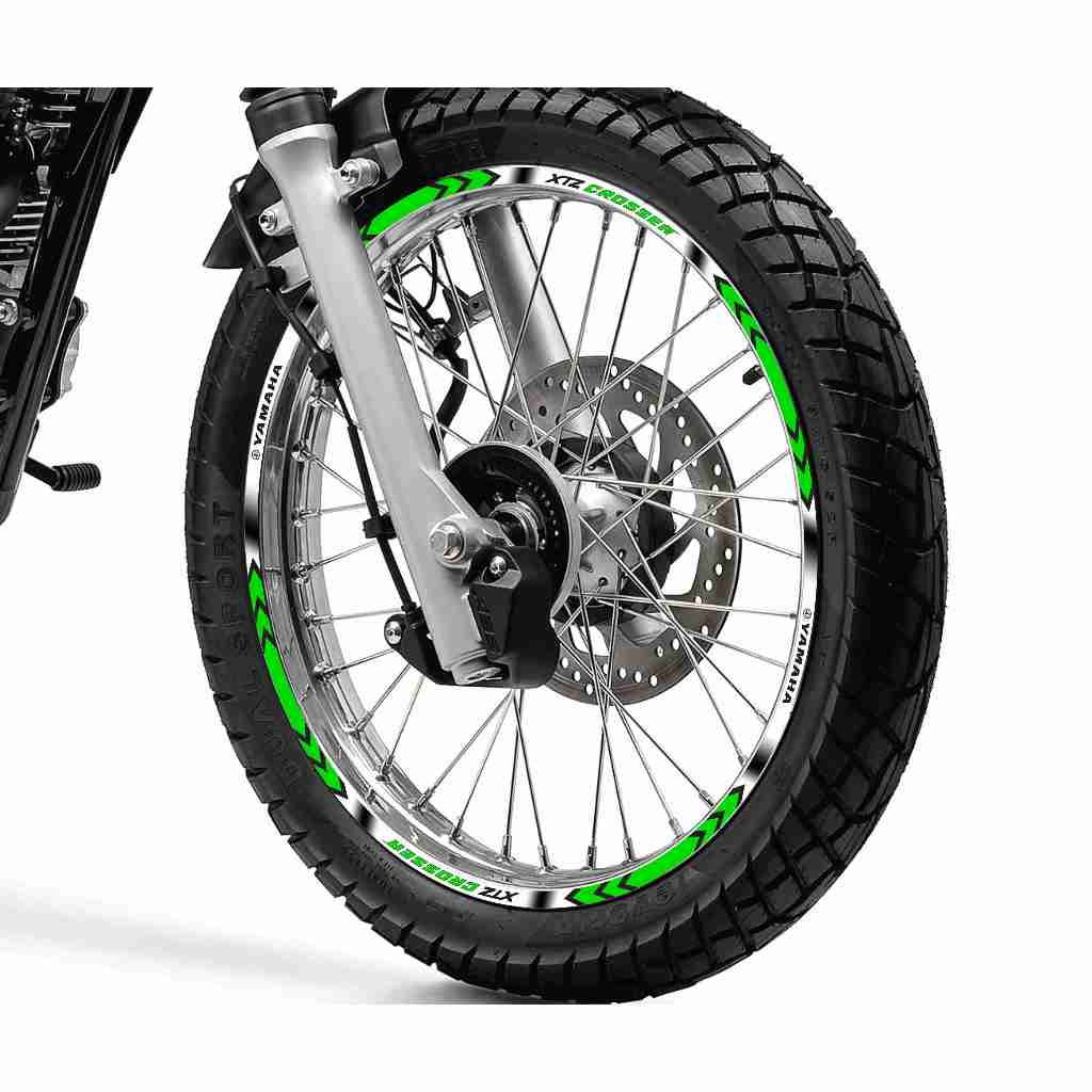 Adesivo Friso Refletivo Roda Moto Adesivo Friso Refletivo Roda Moto Yamaha XTZ Crosser 150 verde