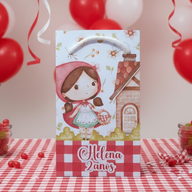 Sacolinha (P) Personalizada Lembrancinha Chapeuzinho Vermelho.