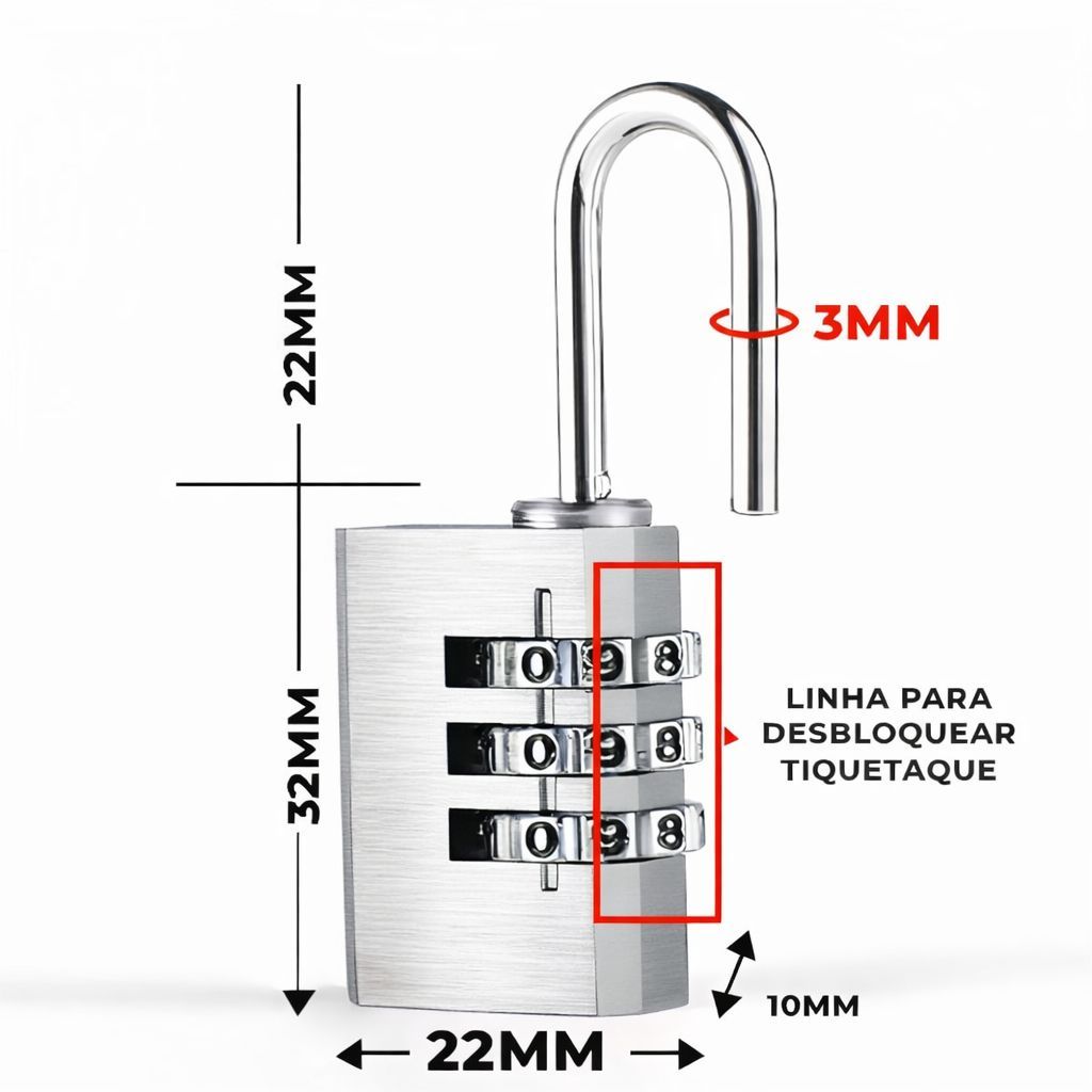 Imagem Cadeado com Senha Armario Mala de Viagem Academia Seguranca