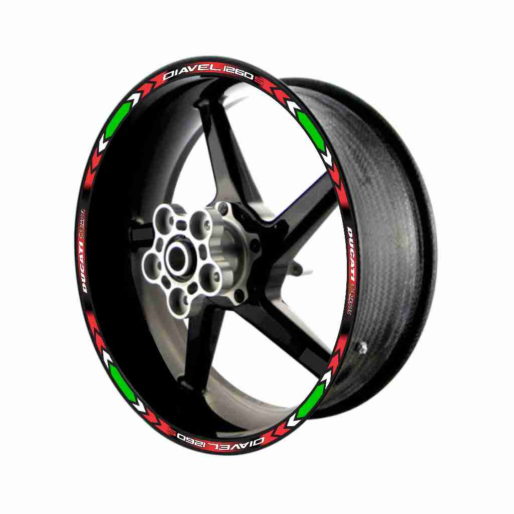 Adesivo Friso Refletivo Roda Moto Ducati Diavel 1260S tricolor