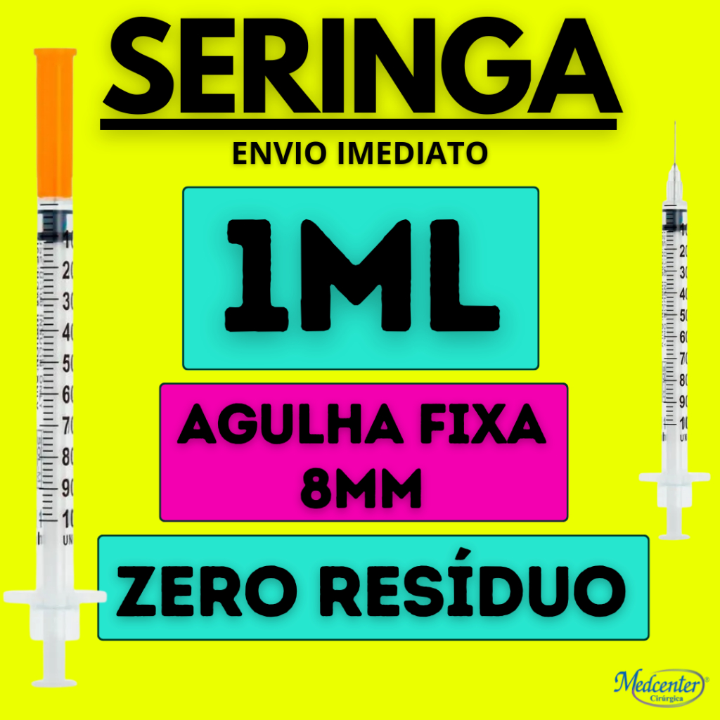Seringa  insulina 1ml com Agulha Fixa ULTRA FINA 8mmx0,30 (30G) - VP em Oferta na Shopee