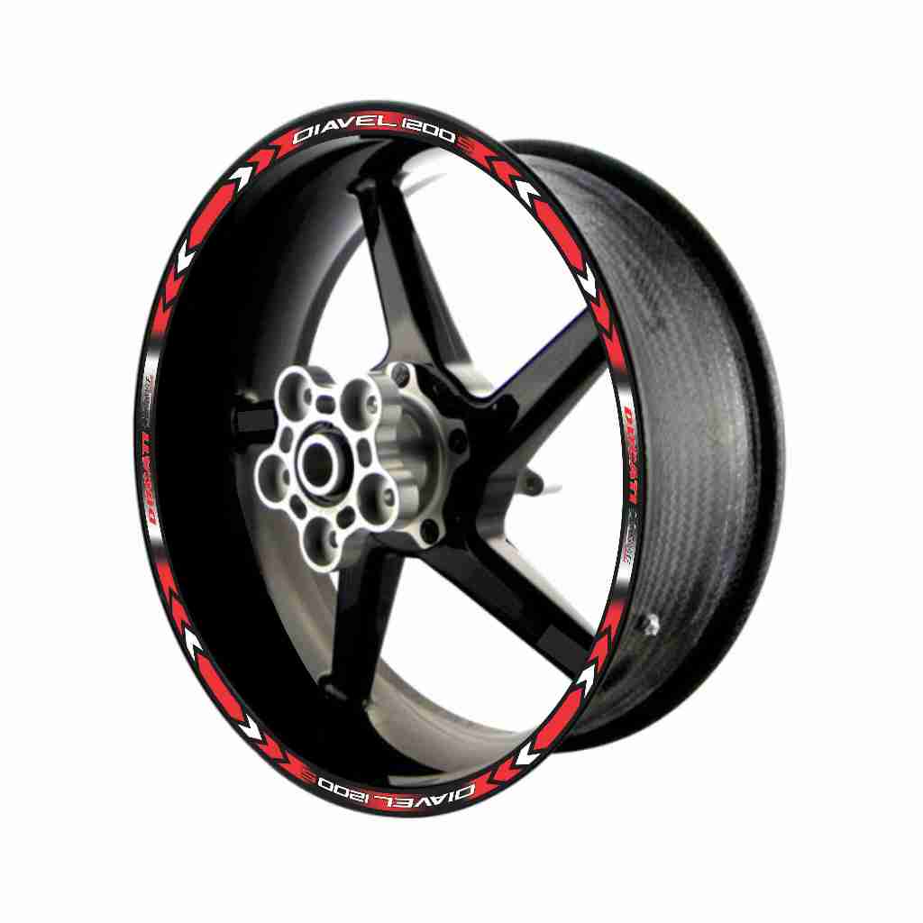 Adesivo Friso Refletivo Roda Moto Ducati Diavel 1260S vermelho