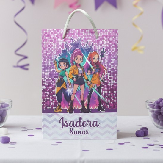 Sacolinha (M) Personalizada Lembrancinha Guerreira do Kpop.
