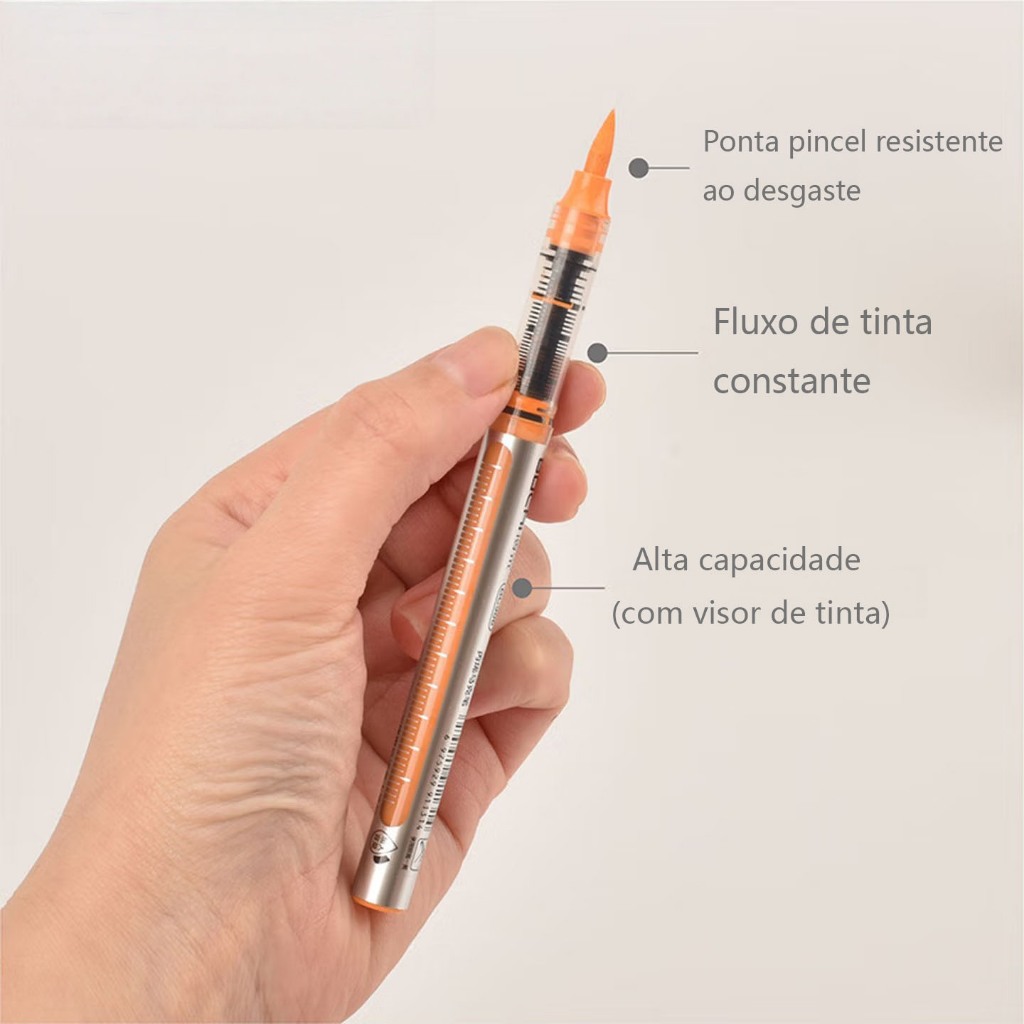 Kit Brush Pens Ponta Pincel 12 a 48 Cores Lettering Caligrafia Pintura para Relaxar Aliviar Stress