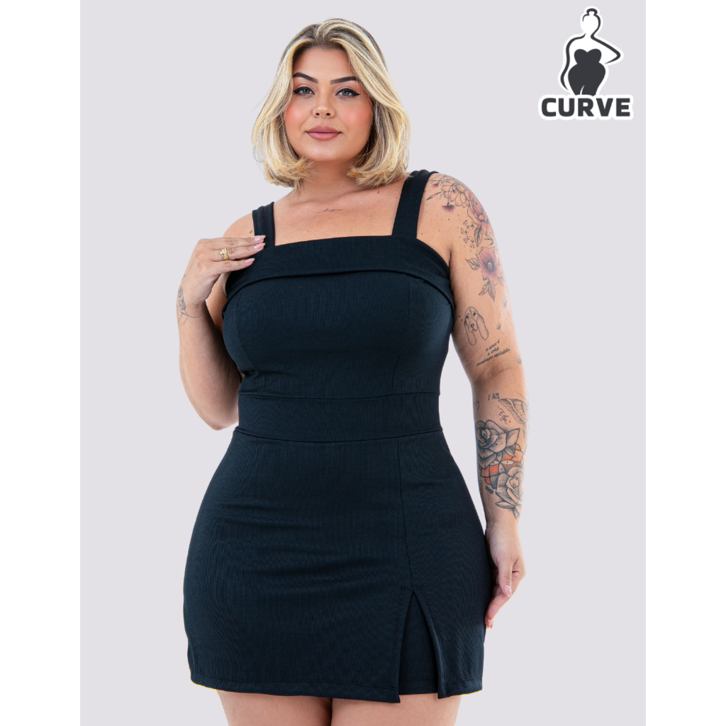 Macaquinho Plus Size Short Saia Cintura Alta Decote Quadrado Até G4 em Oferta na Shopee