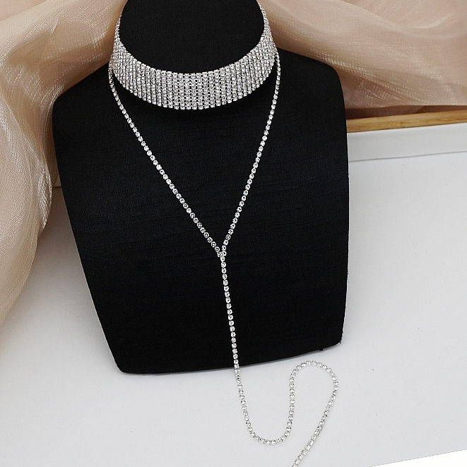 Colar Elegante Punk Metal diamante ,Longo,Pingente Presente Perfeito Para Festas E Noite,Colar de joias femininas em Oferta na Shopee