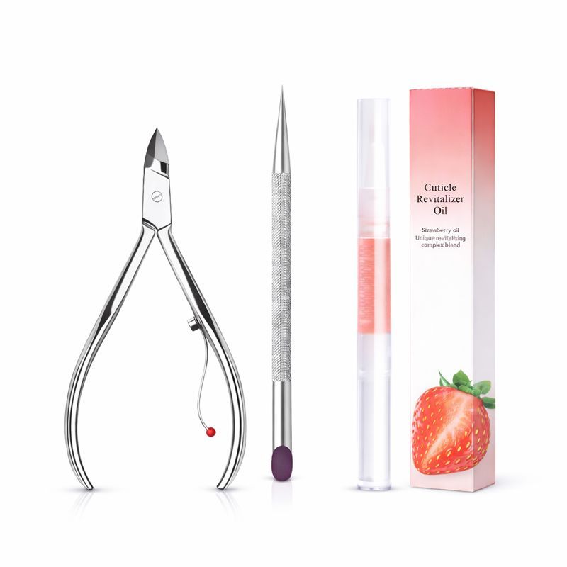 Kit Manicure Alicate de Unha +  Palito Desencravador Aço Inox  + Óleo Hidratante de Cutículas em Oferta na Shopee