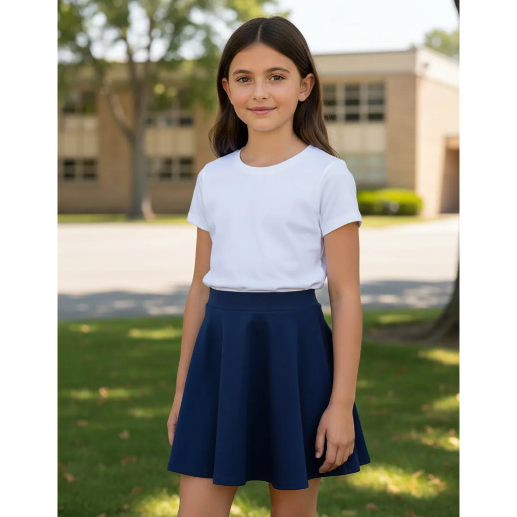 Short Saia Infantil Liso Uniforme Escolar Meninas
