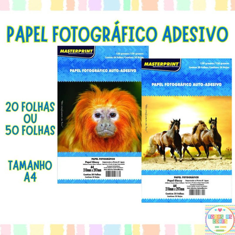 Papel Foto Adesivo A4 130g Masterprint 20 Ou 50 Folhas Glossy Auto Adesivo Alta Resolução Melhor Qualidade
